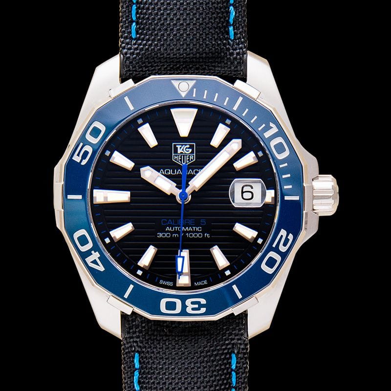 Tag Heuer Aquaracer Calibre 5 Automatic Black Dial Black Nylon Strap Watch for Men - WAY211B.FC6363
