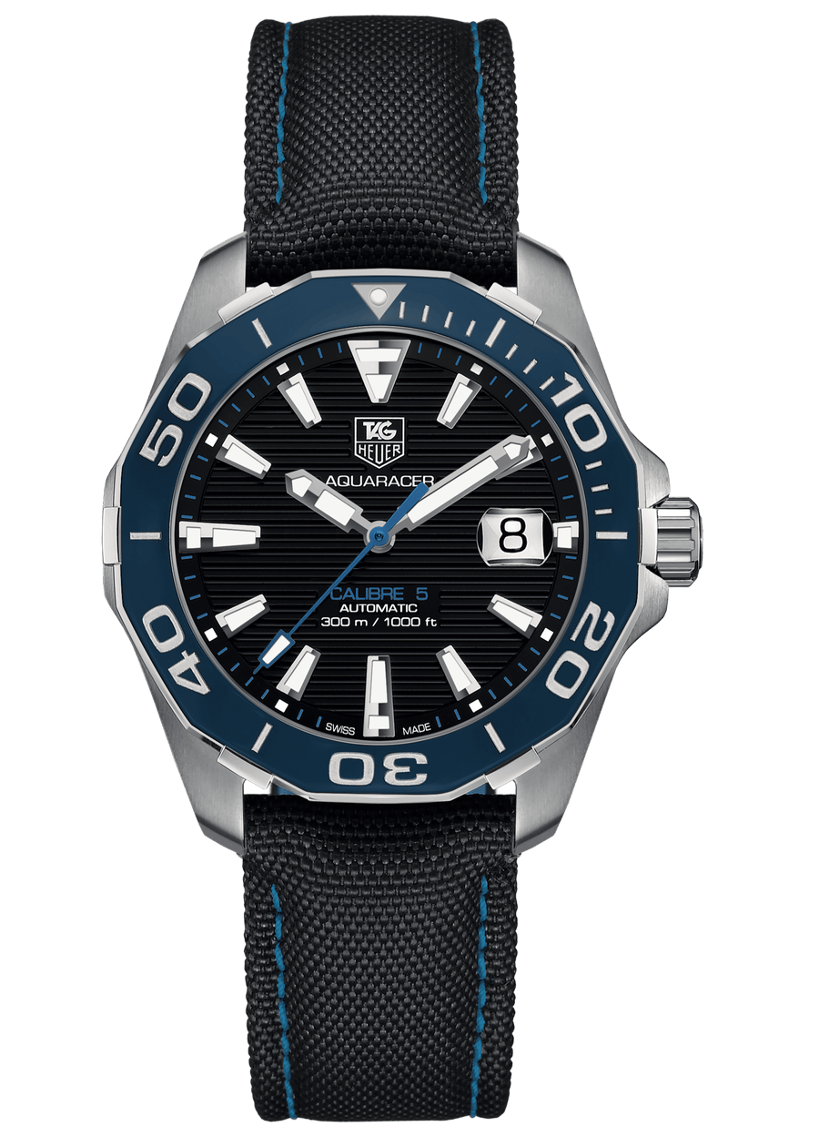 Tag Heuer Aquaracer Calibre 5 Automatic Black Dial Black Nylon Strap Watch for Men - WAY211B.FC6363