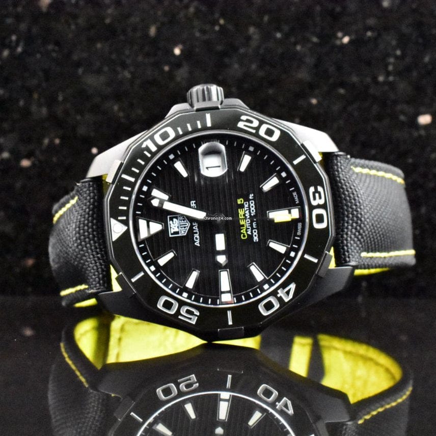 Tag Heuer Aquaracer Calibre 5 Automatic Black Dial Black Nylon Strap Watch for Men - WAY218A.FC6362