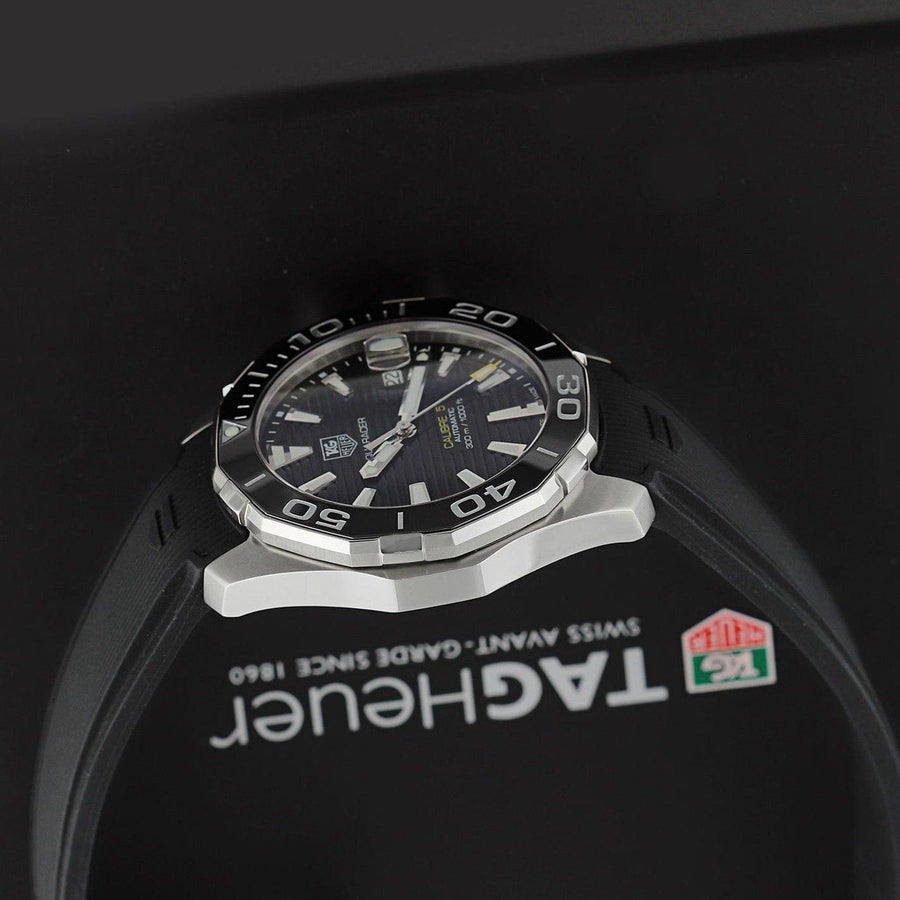 Tag Heuer Aquaracer Calibre 5 Automatic Black Dial Black Rubber Strap Watch for Men -  WAY211A.FT6151