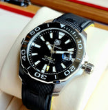 Tag Heuer Aquaracer Calibre 5 Automatic Black Dial Black Rubber Strap Watch for Men -  WAY211A.FT6151