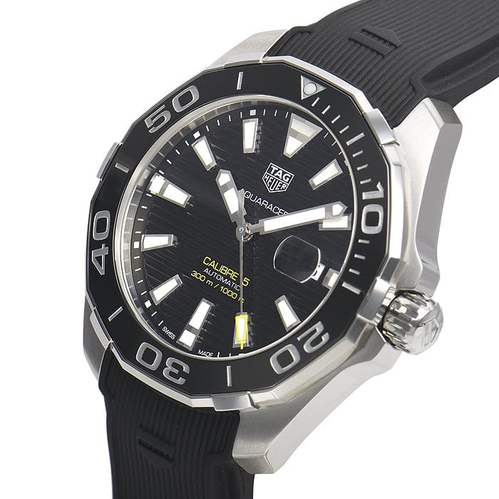 Tag Heuer Aquaracer Calibre 5 Automatic Black Dial Black Rubber Strap Watch for Men -  WAY211A.FT6151