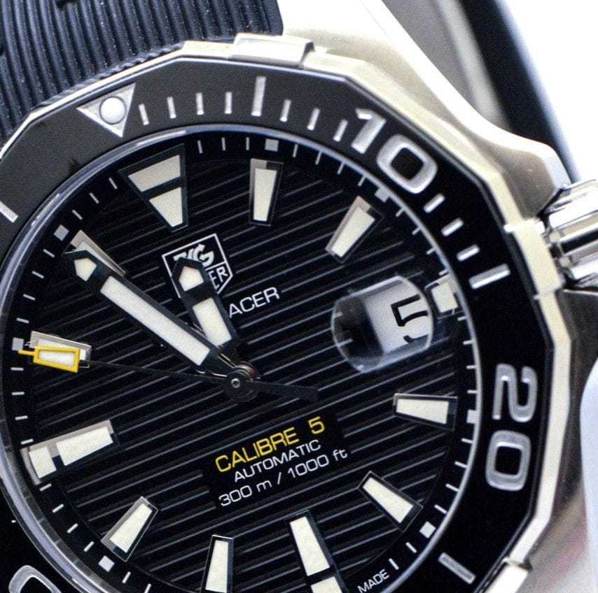 Tag Heuer Aquaracer Calibre 5 Automatic Black Dial Black Rubber Strap Watch for Men -  WAY211A.FT6151