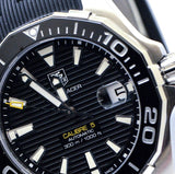 Tag Heuer Aquaracer Calibre 5 Automatic Black Dial Black Rubber Strap Watch for Men -  WAY211A.FT6151