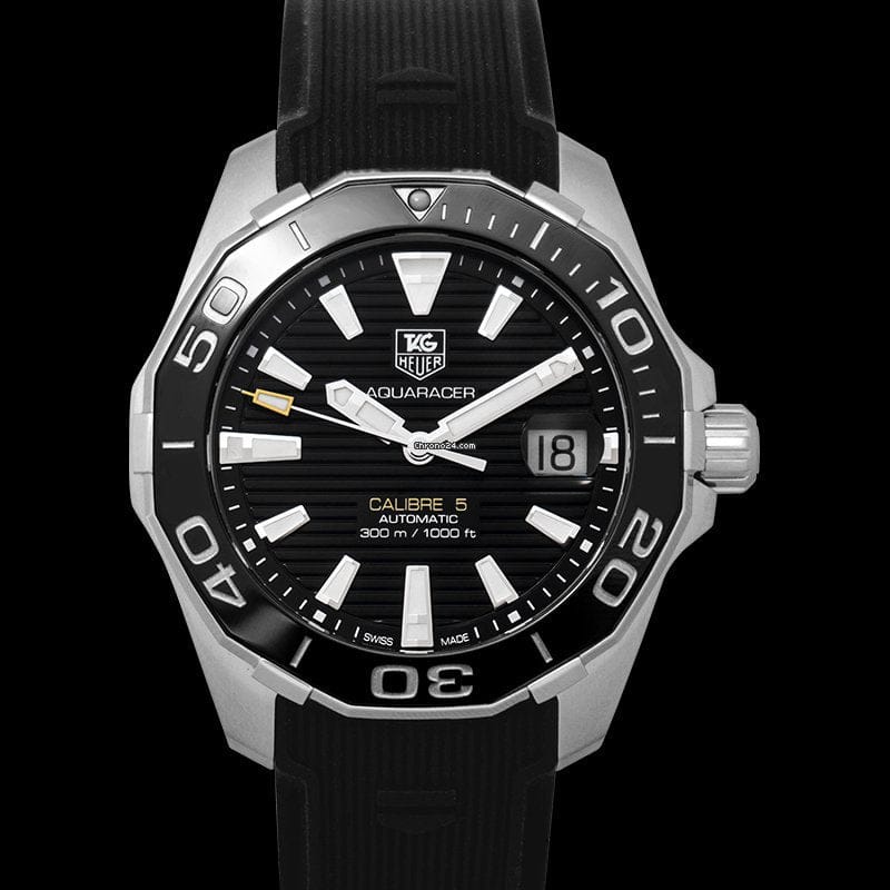 Tag Heuer Aquaracer Calibre 5 Automatic Black Dial Black Rubber Strap Watch for Men -  WAY211A.FT6151