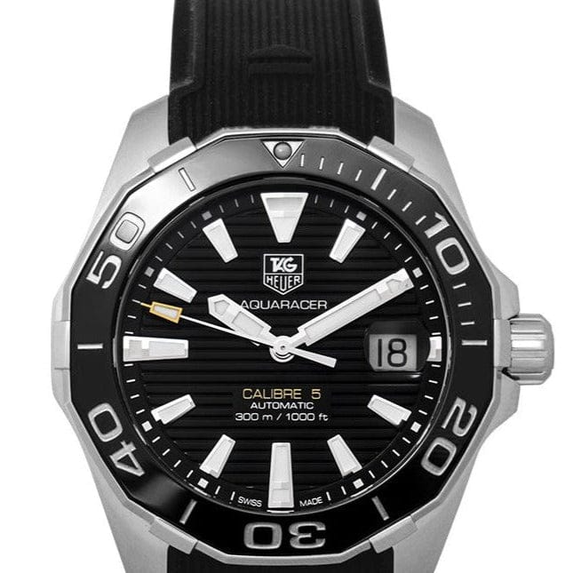Tag Heuer Aquaracer Calibre 5 Automatic Black Dial Black Rubber Strap Watch for Men -  WAY211A.FT6151