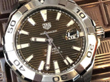 Tag Heuer Aquaracer Calibre 5 Automatic Sunray Brown Dial Silver Steel Strap Watch for Men - WAY2018.BA0927