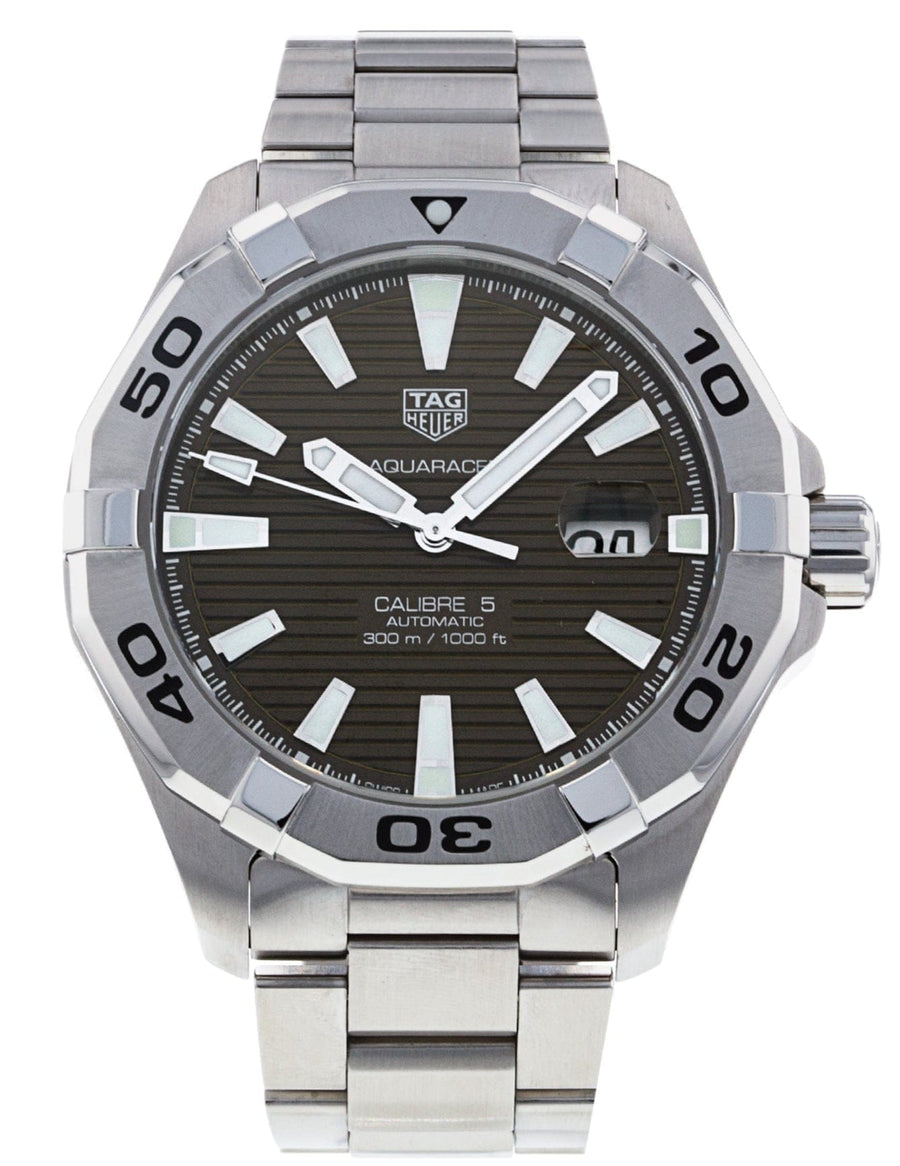Tag Heuer Aquaracer Calibre 5 Automatic Sunray Brown Dial Silver Steel Strap Watch for Men - WAY2018.BA0927
