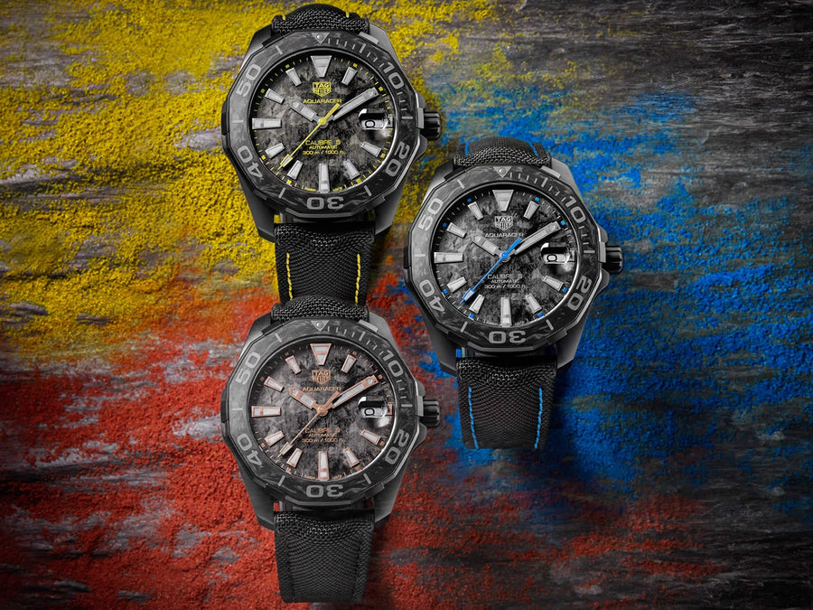 Tag Heuer Aquaracer Calibre 5 Black NATO Strap Carbon Dial Watch for Men - WBD218B.FC6446