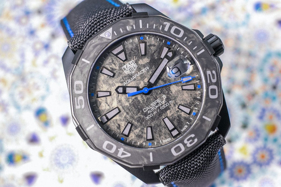 Tag Heuer Aquaracer Calibre 5 Black Nylon Strap Carbon Dial Watch for Men -  WBD218C.FC6447