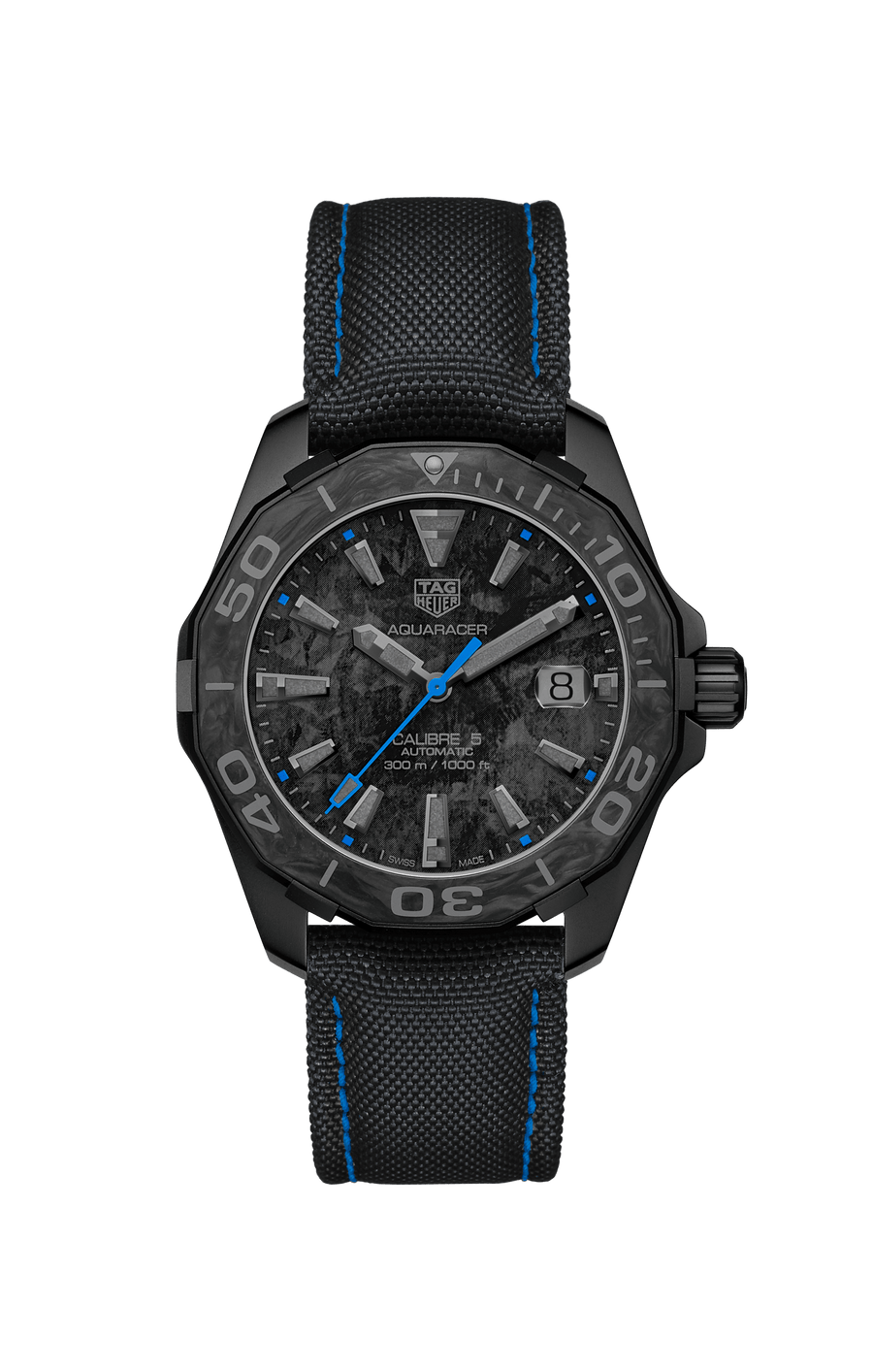 Tag Heuer Aquaracer Calibre 5 Black Nylon Strap Carbon Dial Watch for Men -  WBD218C.FC6447