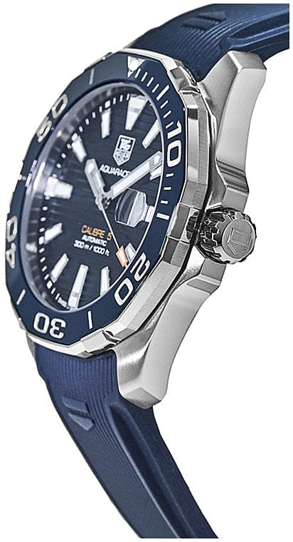 Tag Heuer Aquaracer Calibre 5 Blue Dial Blue Silicone Strap Watch for Men -  WAY211C.FT6155
