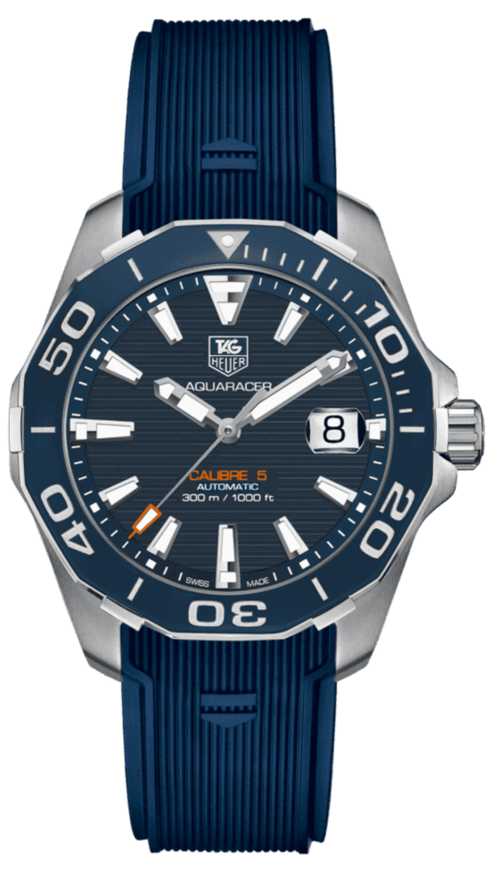 Tag Heuer Aquaracer Calibre 5 Blue Dial Blue Silicone Strap Watch for Men -  WAY211C.FT6155