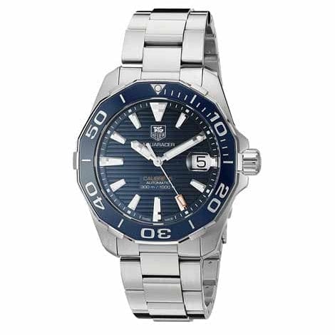 Tag Heuer Aquaracer Calibre 5 Blue Dial Silver Steel Strap Watch for Men - WAY211C.BA0928