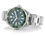 Tag Heuer Aquaracer Calibre 5 Green Dial Silver Steel Strap Watch for Men - WAY201S.BA0927