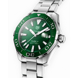Tag Heuer Aquaracer Calibre 5 Green Dial Silver Steel Strap Watch for Men - WAY201S.BA0927