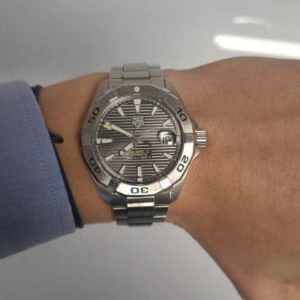 Tag Heuer Aquaracer Calibre 5 Grey Dial Silver Steel Strap Watch for Men - WBD2113.BA0928