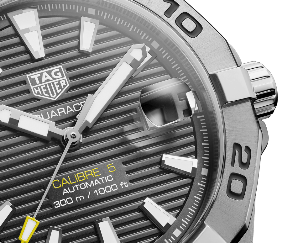 Tag Heuer Aquaracer Calibre 5 Grey Dial Silver Steel Strap Watch for Men - WBD2113.BA0928