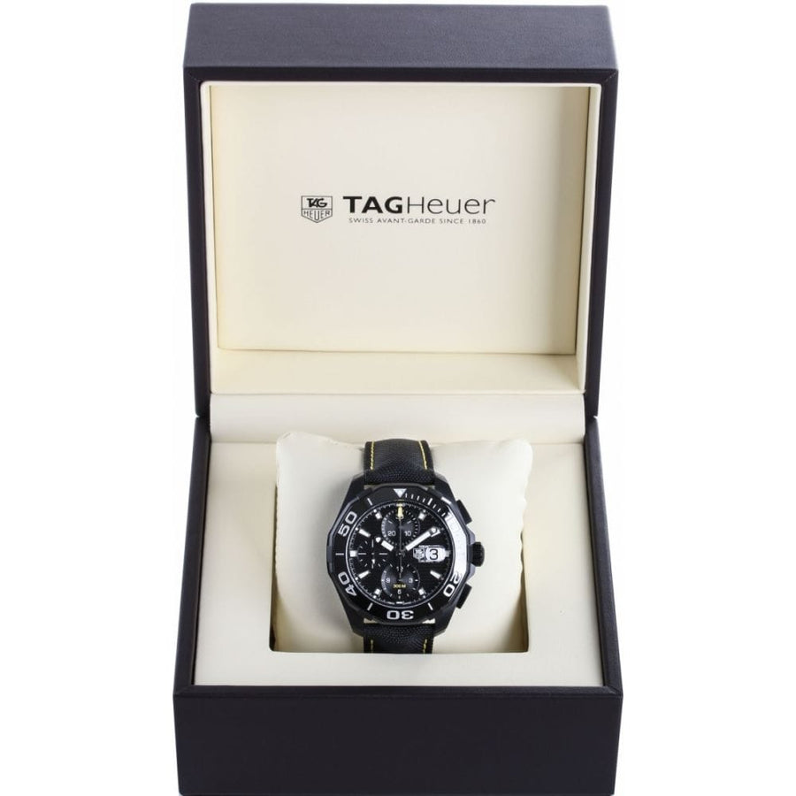 Tag Heuer Aquaracer Chronograph PVD Black Dial Black Nylon Strap Watch for Men - CAY218A.FC6361