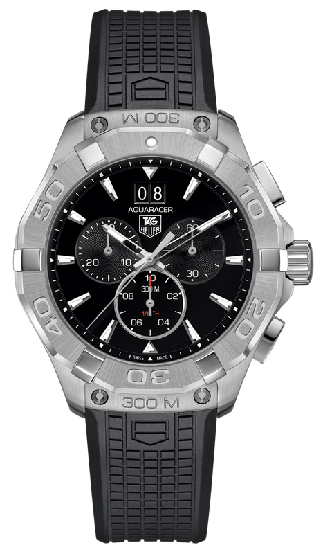 Tag Heuer Aquaracer Chronograph Black Dial Black Rubber Strap Watch for Men - CAY1110.FT6041