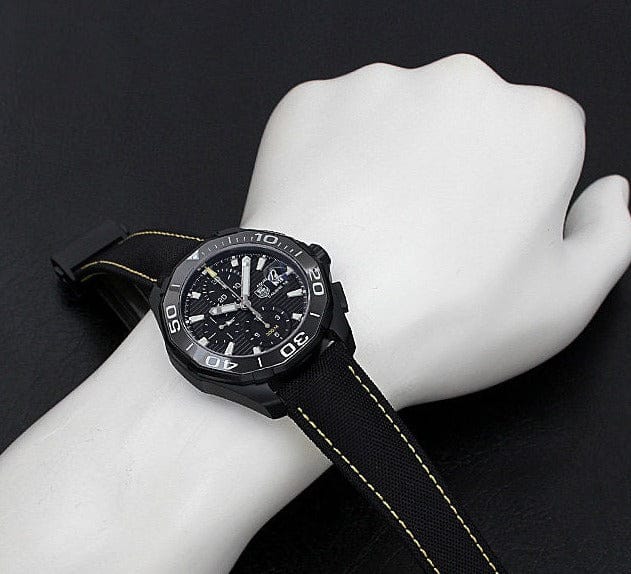 Tag Heuer Aquaracer Chronograph PVD Black Dial Black Nylon Strap Watch for Men - CAY218A.FC6361