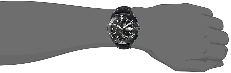 Tag Heuer Aquaracer Chronograph PVD Black Dial Black Nylon Strap Watch for Men - CAY218A.FC6361