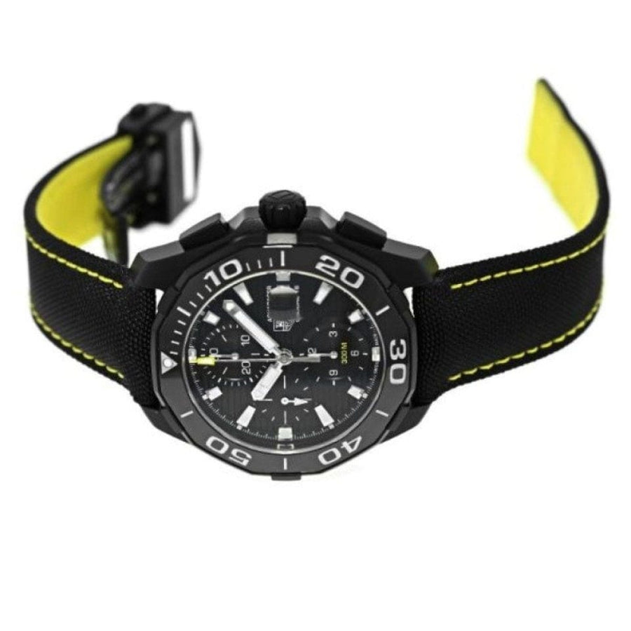 Tag Heuer Aquaracer Chronograph PVD Black Dial Black Nylon Strap Watch for Men - CAY218A.FC6361