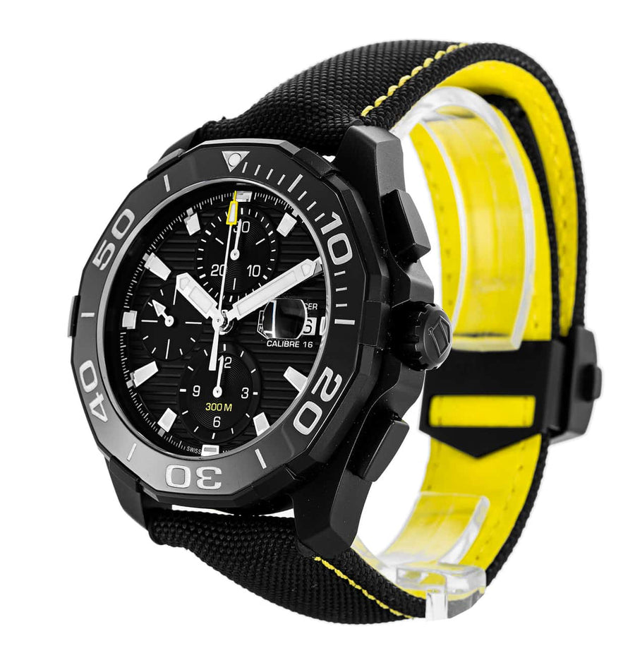 Tag Heuer Aquaracer Chronograph PVD Black Dial Black Nylon Strap Watch for Men - CAY218A.FC6361