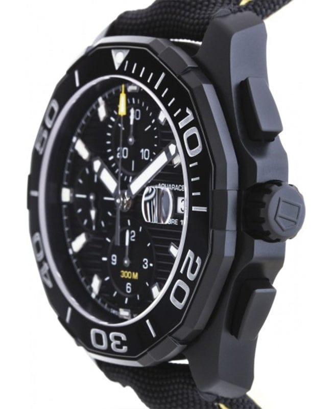 Tag Heuer Aquaracer Chronograph PVD Black Dial Black Nylon Strap Watch for Men - CAY218A.FC6361