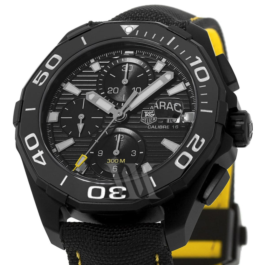 Tag Heuer Aquaracer Chronograph PVD Black Dial Black Nylon Strap Watch for Men - CAY218A.FC6361