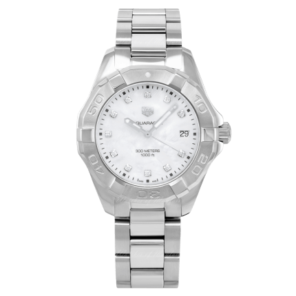 Tag Heuer Aquaracer Diamonds Mother of Pearl Dial Silver Steel Strap Watch for Women - WBD131B.BA0748