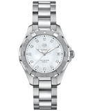Tag Heuer Aquaracer Diamonds Mother of Pearl Dial Silver Steel Strap Watch for Women - WBD131B.BA0748
