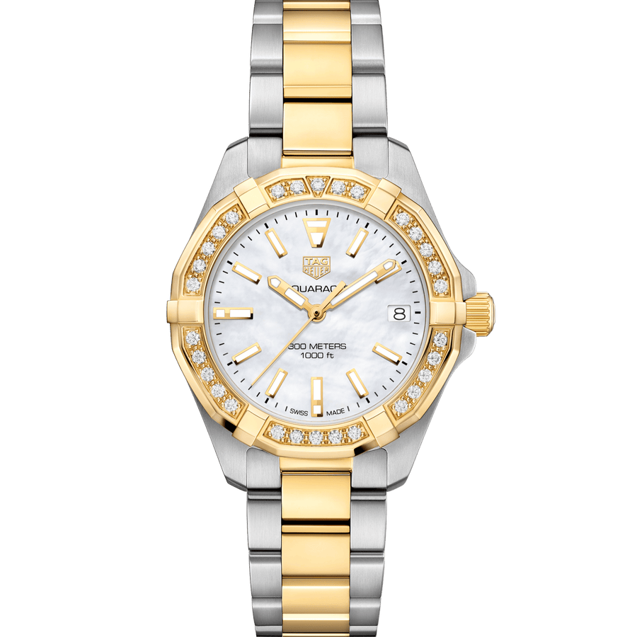 Tag Heuer Aquaracer Diamonds Mother of Pearl Dial Two Tone Steel Strap Watch for Women - WBD1321.BB0320