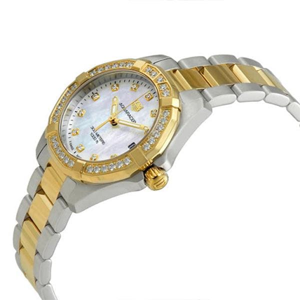 Tag Heuer Aquaracer Diamonds Mother of Pearl Dial Two Tone Steel Strap Watch for Women - WBD1323.BB0320