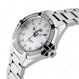 Tag Heuer Aquaracer Diamonds Mother of Pearl White Dial Silver Steel Strap Watch for Women - WBD131C.BA0748