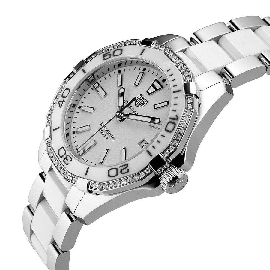 Tag Heuer Aquaracer Diamonds White Dial Two Tone Steel Strap Watch for Women - WAY131H.BA0914