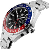 Tag Heuer Aquaracer GMT Caliber 7 Pepsi Black Dial Silver Steel Strap Watch for Men - WAY201F.BA0927