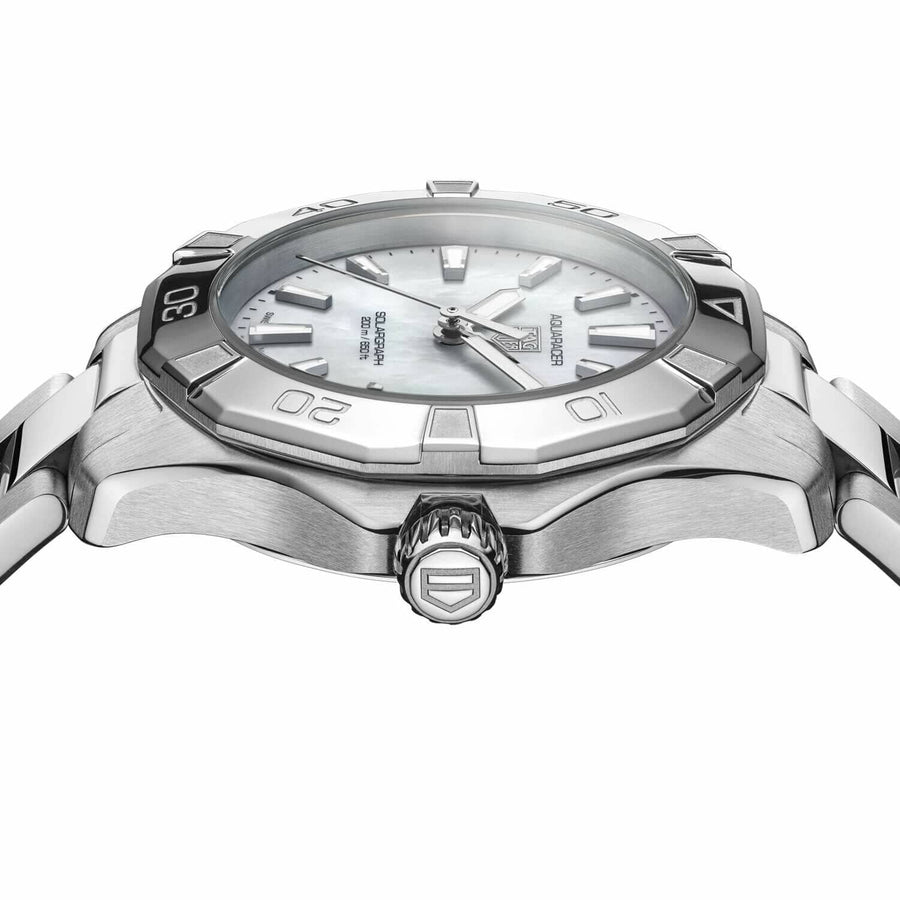 Tag Heuer Aquaracer Mother of Pearl Dial Silver Steel Strap Watch for Women - WBD131A.BA0748