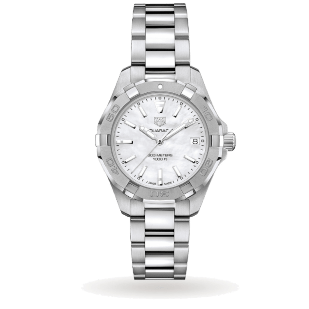 Tag Heuer Aquaracer Mother of Pearl Dial Silver Steel Strap Watch for Women - WBD131A.BA0748