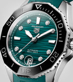 Tag Heuer Aquaracer Professional 300 Automatic Diamonds Green Dial Green Rubber Strap Watch for Women - WBP231G.FT6226