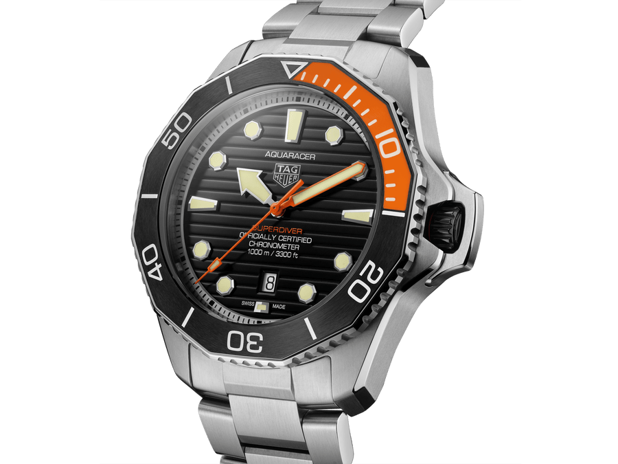 Tag Heuer Aquaracer Professional 1000 Superdiver Automatic Black Dial Silver Steel Strap Watch for Men - WBP5A8A.BF0619