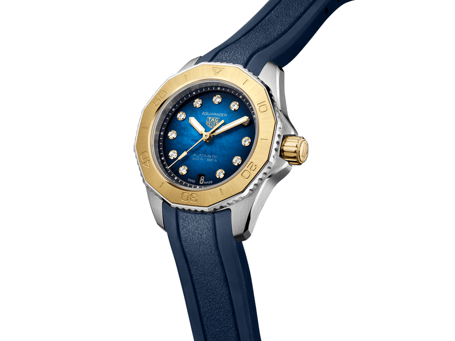 Tag Heuer Aquaracer Professional 200 Automatic Diamonds Blue Dial Blue Rubber Strap Watch for Women - WBP2450.FT6215