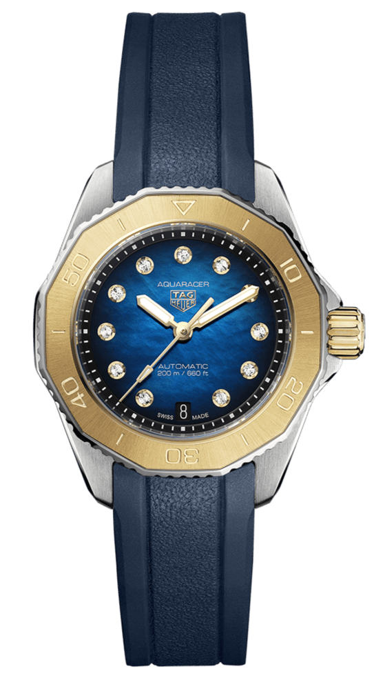Tag Heuer Aquaracer Professional 200 Automatic Diamonds Blue Dial Blue Rubber Strap Watch for Women - WBP2450.FT6215