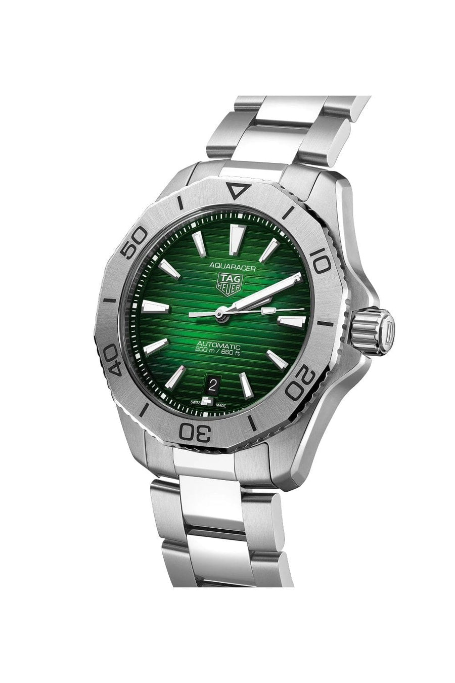 Tag Heuer Aquaracer Professional 200 Automatic Green Dial Silver Steel Strap Watch for Men - WBP2115.BA0627