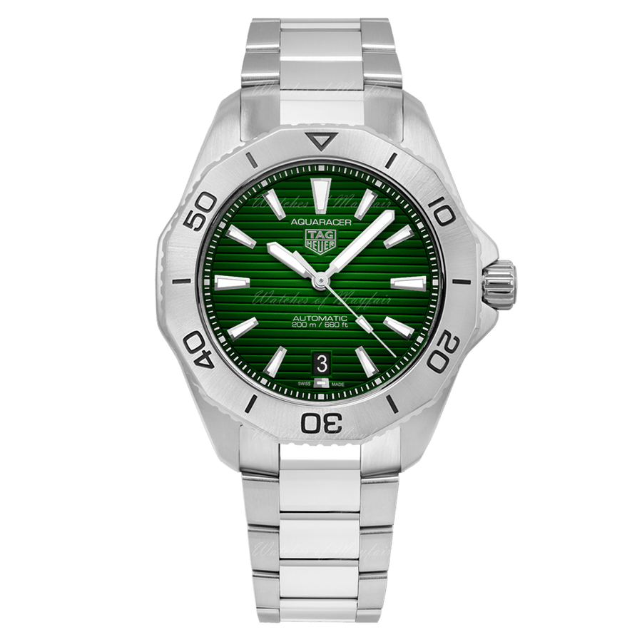 Tag Heuer Aquaracer Professional 200 Automatic Green Dial Silver Steel Strap Watch for Men - WBP2115.BA0627