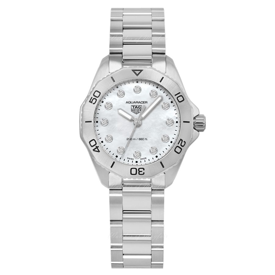 Tag Heuer Aquaracer Professional 200 Quartz Diamond Mother of Pearl Dial Silver Steel Strap Watch for Women - WBP1416.BA0622
