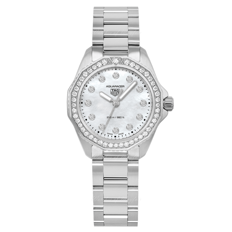 Tag Heuer Aquaracer Professional 200 Quartz Diamond Mother of Pearl Dial Silver Steel Strap Watch for Women - WBP1417.BA0622