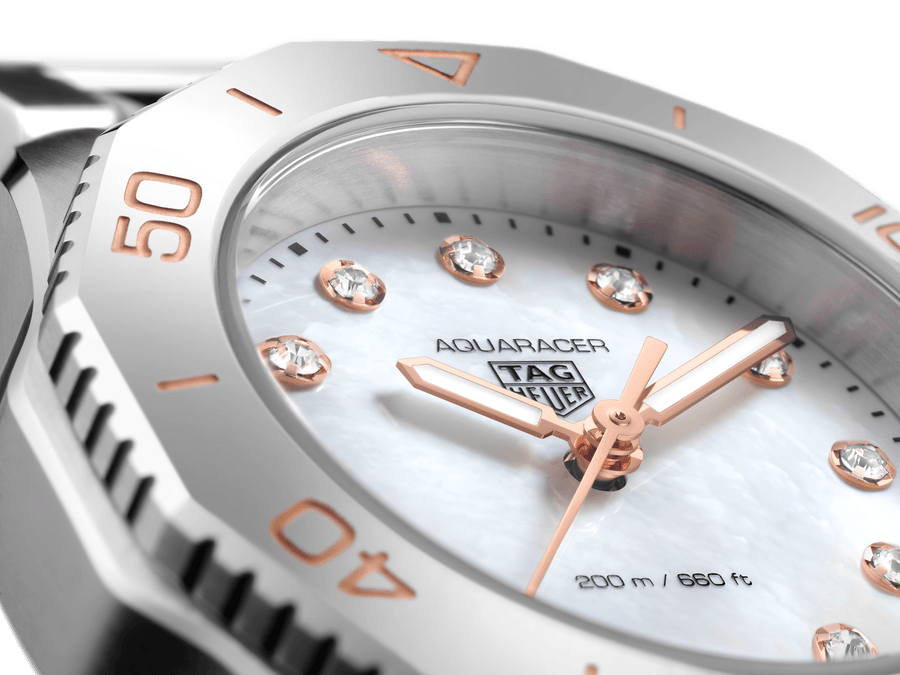 Tag Heuer Aquaracer Professional 200 Quartz Diamonds White Dial Silver Steel Strap Watch for Women - WBP1450.BA0622