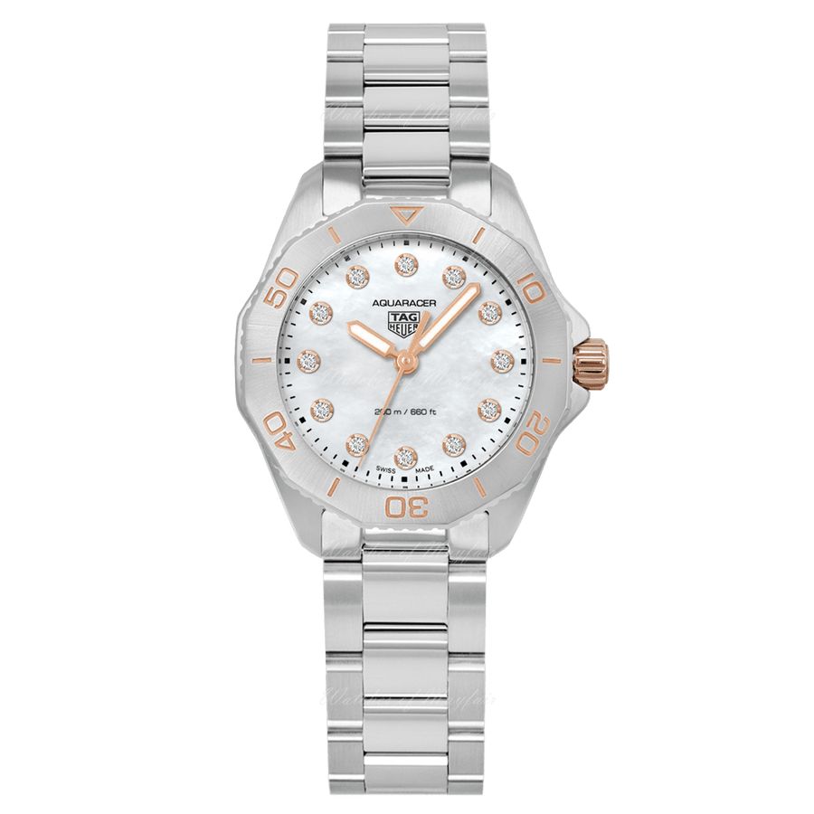 Tag Heuer Aquaracer Professional 200 Quartz Diamonds White Dial Silver Steel Strap Watch for Women - WBP1450.BA0622