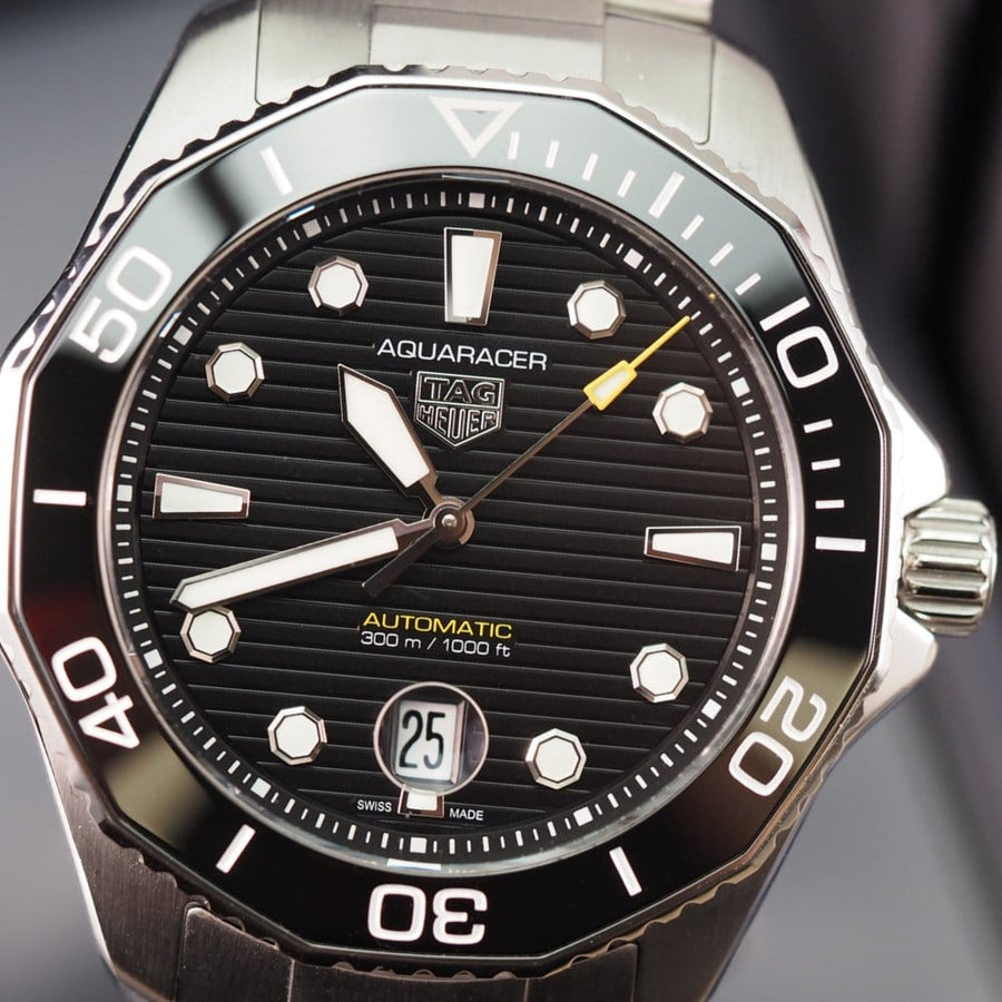 Tag Heuer Aquaracer Professional 300 Automatic Black Dial Silver Steel Strap Watch for Men - WBP201A.BA0632